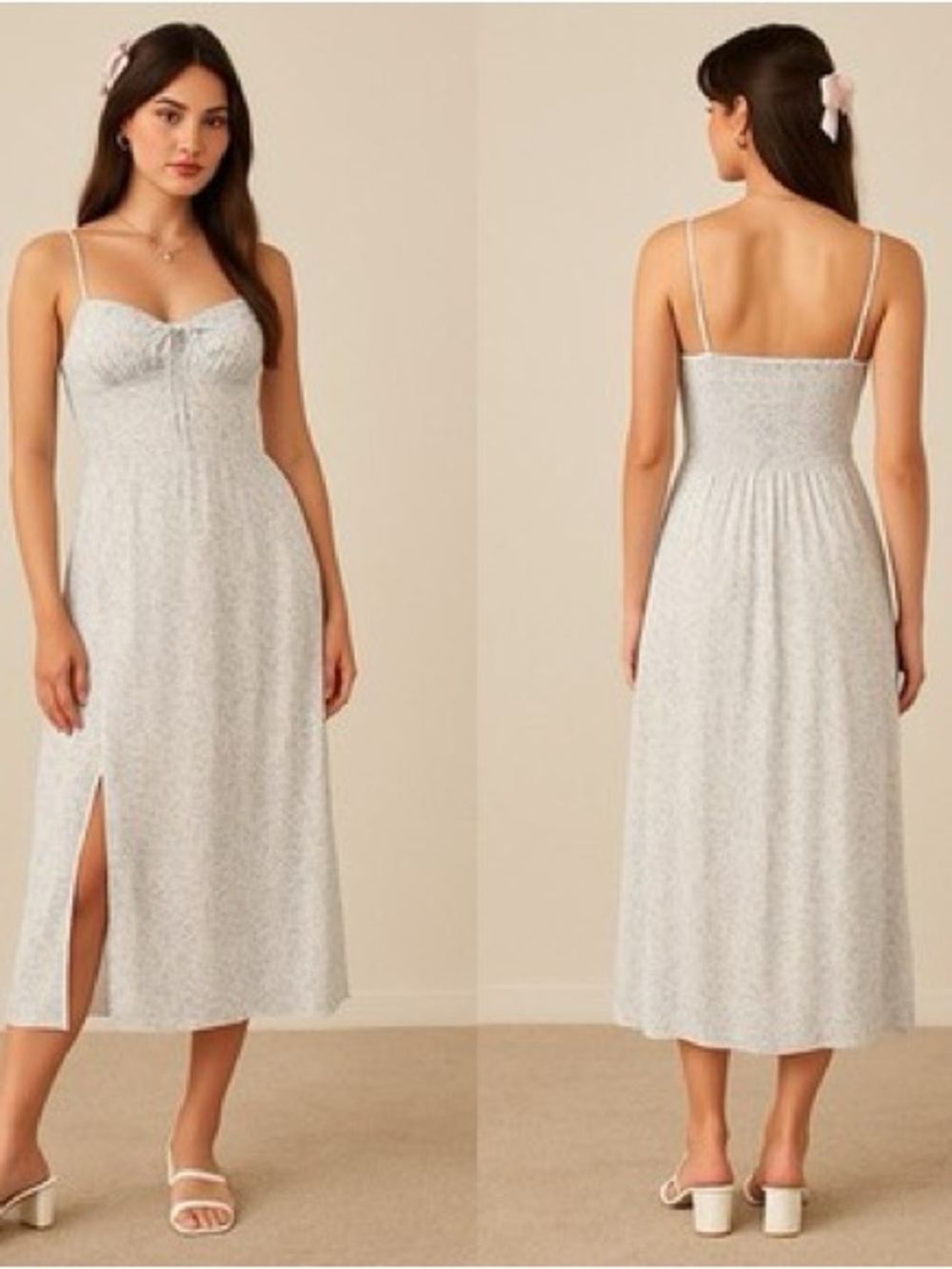 HOLLISTER Babydoll Ditsy Floral Midi Sundress Corset Milkmaid Coquette